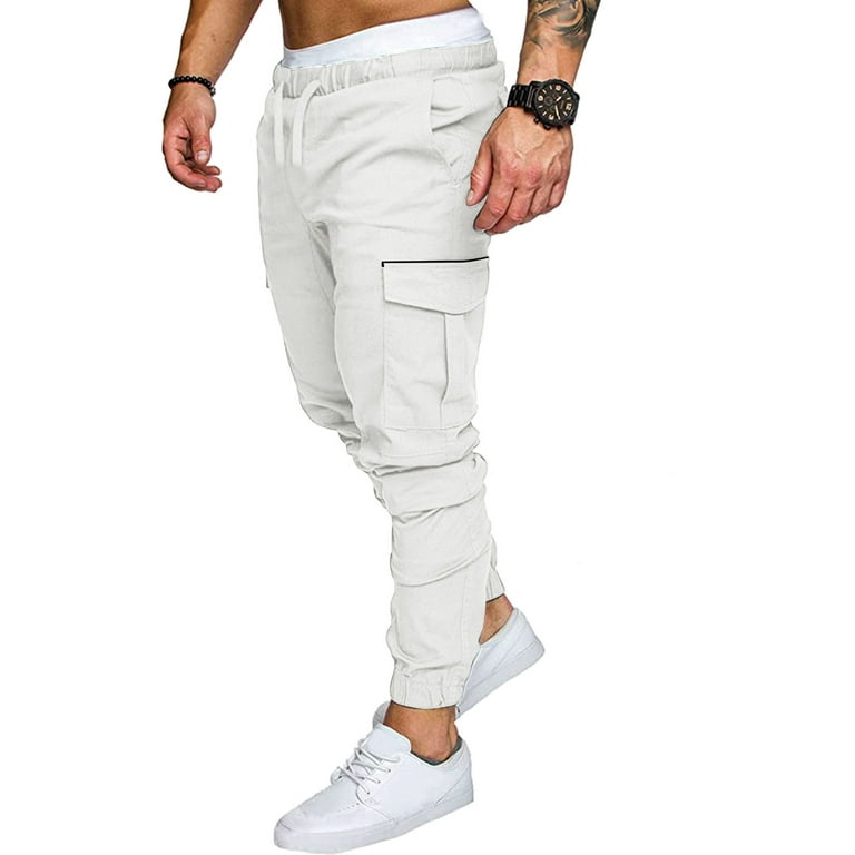 njshnmn Men Outdoor Cargo Pant Lightweight Tactical Pant Men's Slim Fit  Stretch Cargo Jogger Pants, White, XXL 