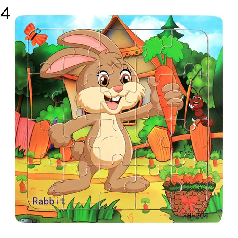 20Pcs Cartoon Animals Wooden Puzzle Jigsaw Kids Development Toy Children Gift 