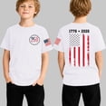 thumbnail image 2 of lnmuld Independence Day Kids Patriotic 250th Anniversary Short Sleeve T-Shirt 1776-2026 Print Tee for 4th of July Daily Wear Color:White,Size:6-7 Years, 2 of 4