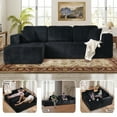 thumbnail image 6 of Bonzy Home Sectional Sofa with L-Shape Chaise,Modern Modular Sofa Upholstered Couch Corduroy Fabric for Living Room Bedroom Black, 6 of 7