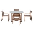 thumbnail image 4 of Harper & Bright Designs Outdoor Dining Set for 4, Garden Acacia Wood Round Table with Slatted Design and 4 Chairs, 5 Pieces Patio Dining Table Set, Light Gray,Natural & Light Brown, 4 of 14