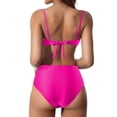 thumbnail image 5 of TOWED22 Women's Bikini Sets Two Piece Swimsuit High Waisted V Neck Twist Front Adjustable Spaghetti Straps Bathing Suit(Hot Pink,S), 5 of 7