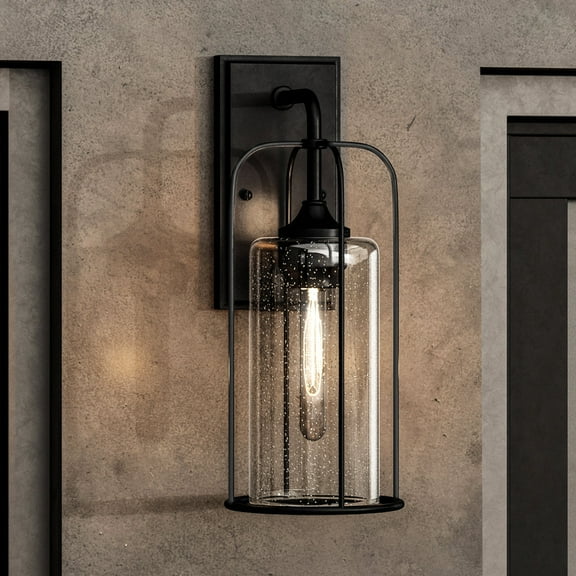 Luxury Farmhouse Wall Sconce, 17H x 7.5W, with Industrial Luxe Style, Midnight Black, UHP1301 by Urban Ambiance