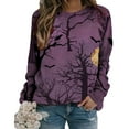 thumbnail image 2 of Hauts pour Femmes Chic Décontracté 2023 Halloween Imprimé Manches Longues Col Rond Chandail à Capuchon Décontracté Hauts Costumes d'Halloween pour Femmes en Liquidation, 2 of 5