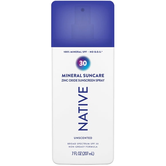 Protector solar Native SPF 30 mineral sin fragancia en spray, 207 ml