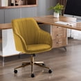 thumbnail image 6 of Duhome Velvet Desk Chair with Arms, Swivel Adjustable Office Chair Computer Task Chair with Wheels, Yellow and Gold, 6 of 7