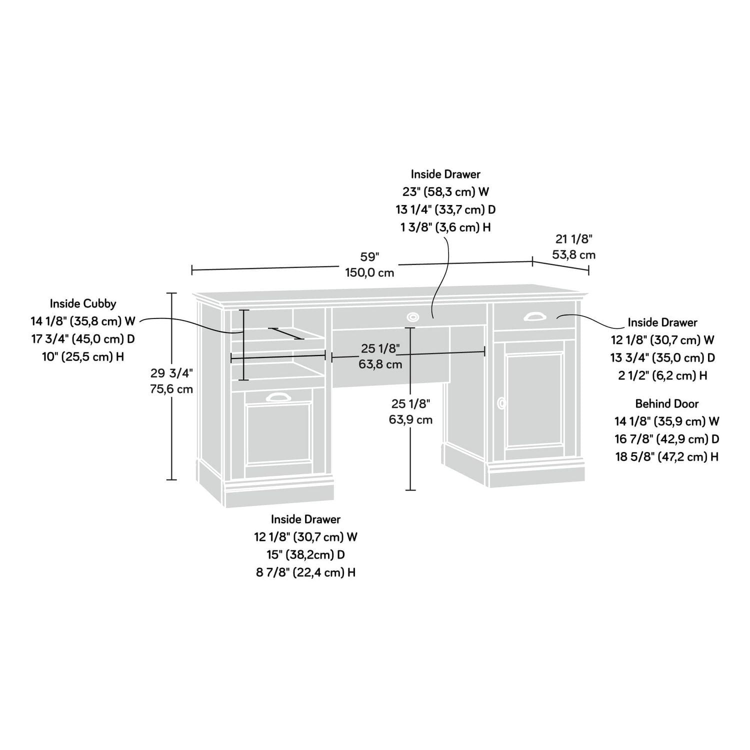 Sauder® Barrister Lane Executive Desk in Salt Oak Finish