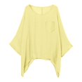 thumbnail image 3 of ZHENHONG Women's Cotton and Linen Spring Summer Loose Pocket Short Sleeved T Shirt Going Out Tops, 3 of 9