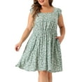 thumbnail image 2 of DARING DIVA Plus Size Square Neck Ruffle Short Sleeve Midi Dress 1X Green, 2 of 6