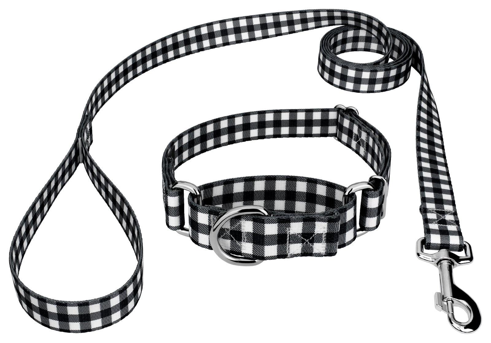 Country Brook Petz® Black & White Buffalo Plaid Martingale Dog Collar