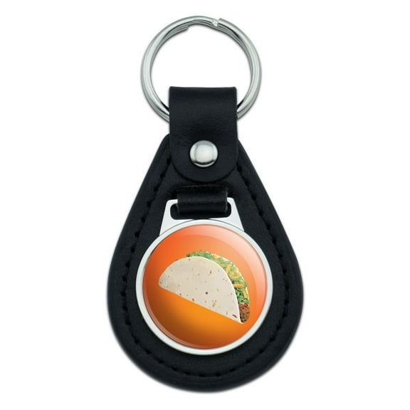 Taco Orange Black Leather Keychain
