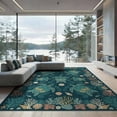 thumbnail image 2 of ODIKA 8'x10' Washable Area Rug Nautical Marine Coral Reef Border Round Jellyfish Door Turtle Ocean Playful for King Size Bedroom Under Bed, Master Suite, Non-Shedding, Easy Care, 2 of 7