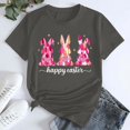 thumbnail image 4 of Flash Deal! T-Shirt Imprimé Joyeuses Pâques pour Femmes Pur Coton Col Rond Manches Courtes Décontracté en Solde Gris Foncé S, 4 of 5