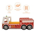 thumbnail image 4 of Twin Size Fire Truck Bed for Kids - Red Wooden Platform Frame with LED Lights, Wheels & Slat Support ,No Box Spring Needed, 4 of 9