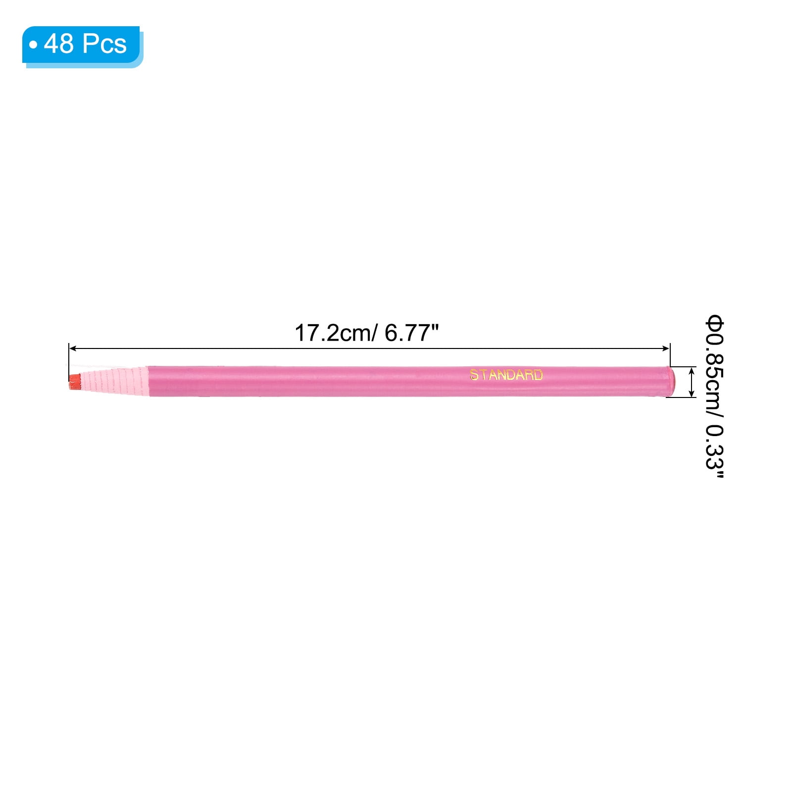 Uxcell Peel-Off China Markers, 48 Pack Grease Wax Pencils Wood for Glass Garments Drawing Film Paper Vinyl Metal, Pink