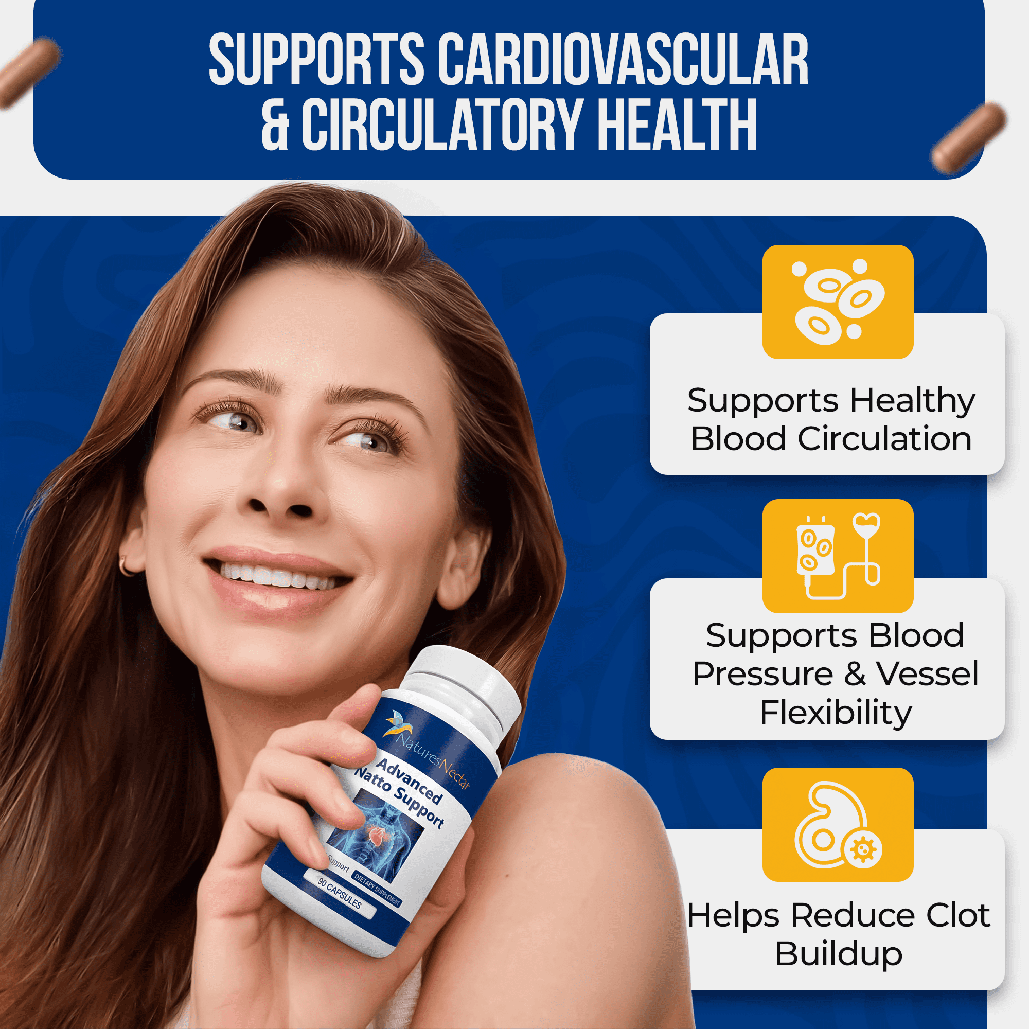 Nattokinase 5000 FU Supplement- 250mg of Natto Kinase Powder All Natural Blood Thinner Capsules Made from Organic Fermented Beans Can Help to Improve Blood Circulation