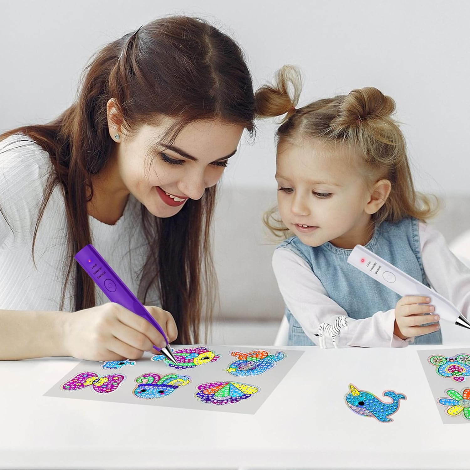Diamond Art Painting Pen with Vacuum Pump, No Wax Needed, Lightweight Design, 3 Adjustable Suction Mode & Rechargeable, DIY Diamond Art Accessories and Tools(Purple)