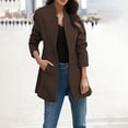 thumbnail image 2 of Gibobby Blazer de mujer casual Chaqueta De Mujer Casual Blazer Un Botón Encogimiento De Hombros Traje De Manga Larga Adelgazante(Café,M), 2 of 5