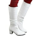 thumbnail image 5 of Wavsuf Cowgirl Boots for Girls Round Toe Mid Calf with High Heel White Shoes Size 40, 5 of 9