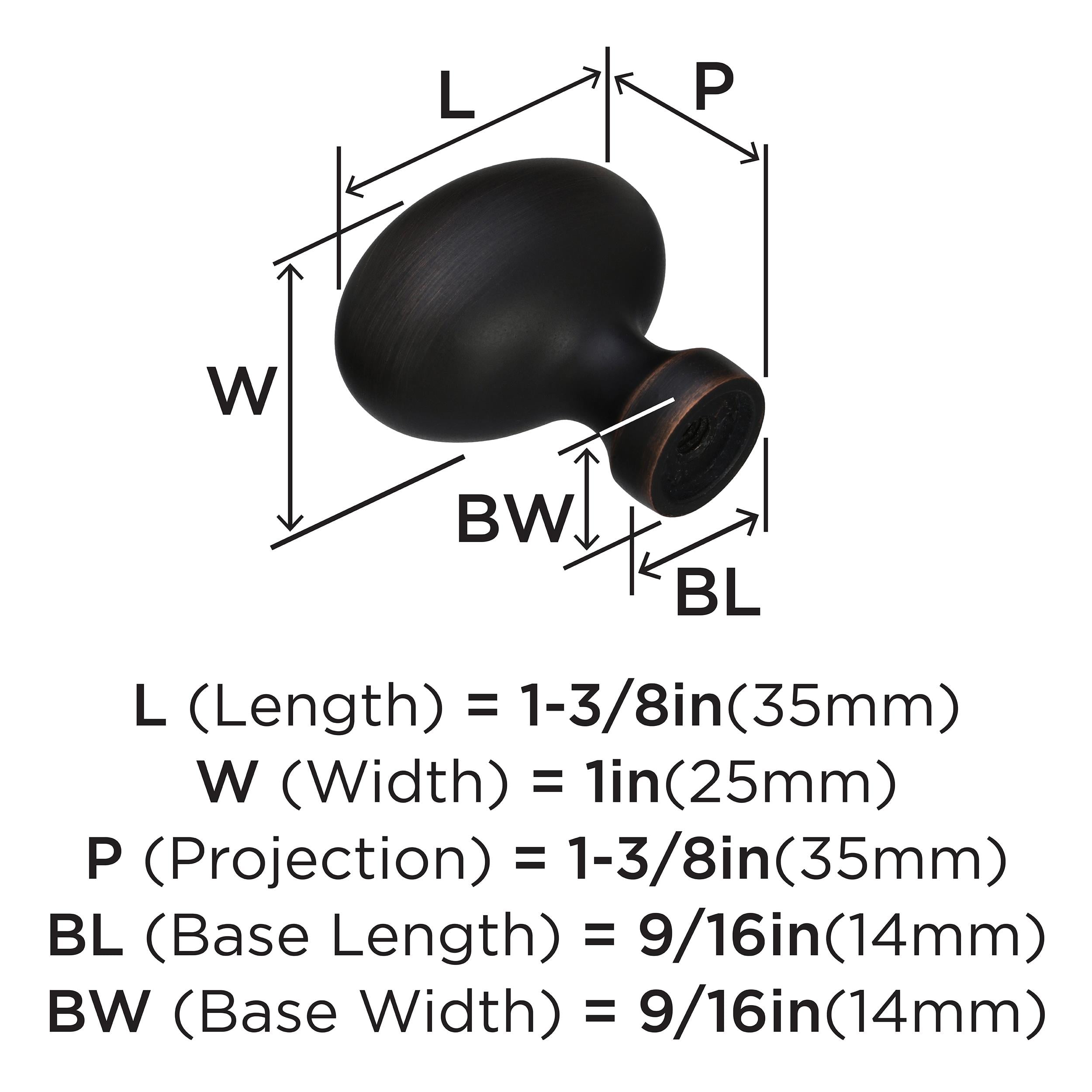 Amerock Vaile 1-3/8 inch (35mm) Length Oil-Rubbed Bronze Cabinet Knob, 25 Pack