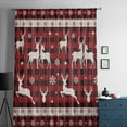 thumbnail image 5 of Christmas Deer,Semi Sheer Curtains Drapes for Living Room,Bedroom,French Doors Window 54 Inches Long,Reindeer Winter Xmas Snowflake Plaid Red Rod Pocket Chiffon Curtain Drapery Voile Draperies Panel, 5 of 6
