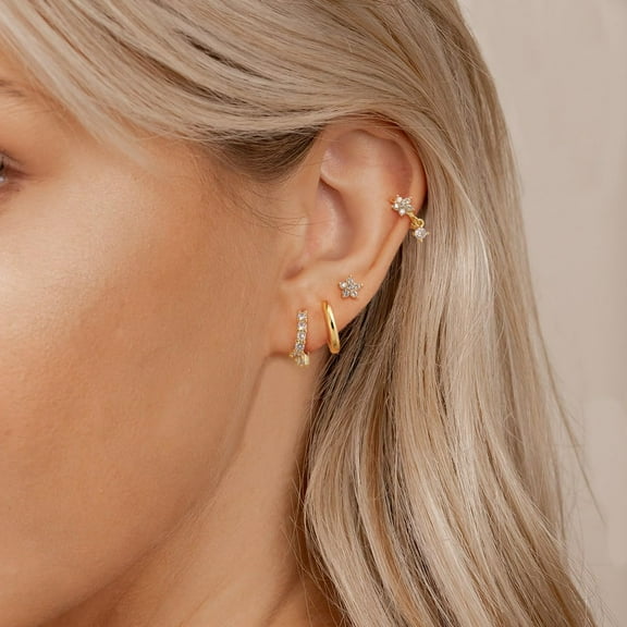 Gold Hoop Earrings For Women, 14K Gold Plated Pearl Hoop Earrings Dainty Earrings Set Hypoallergenic H Ie Earrings For Women Trendy Simple Cartilage Earring Stacks Cute Gold Studs Earrings F[Z2608]