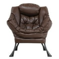 thumbnail image 5 of MEETWARM Modern Faux Leather Lazy Chair,Armschair and Accent chair type Contemporary Lounge Chair, Upholstered Single Leisure Sofa Chair with a Side Pocket, (Brown), 5 of 7