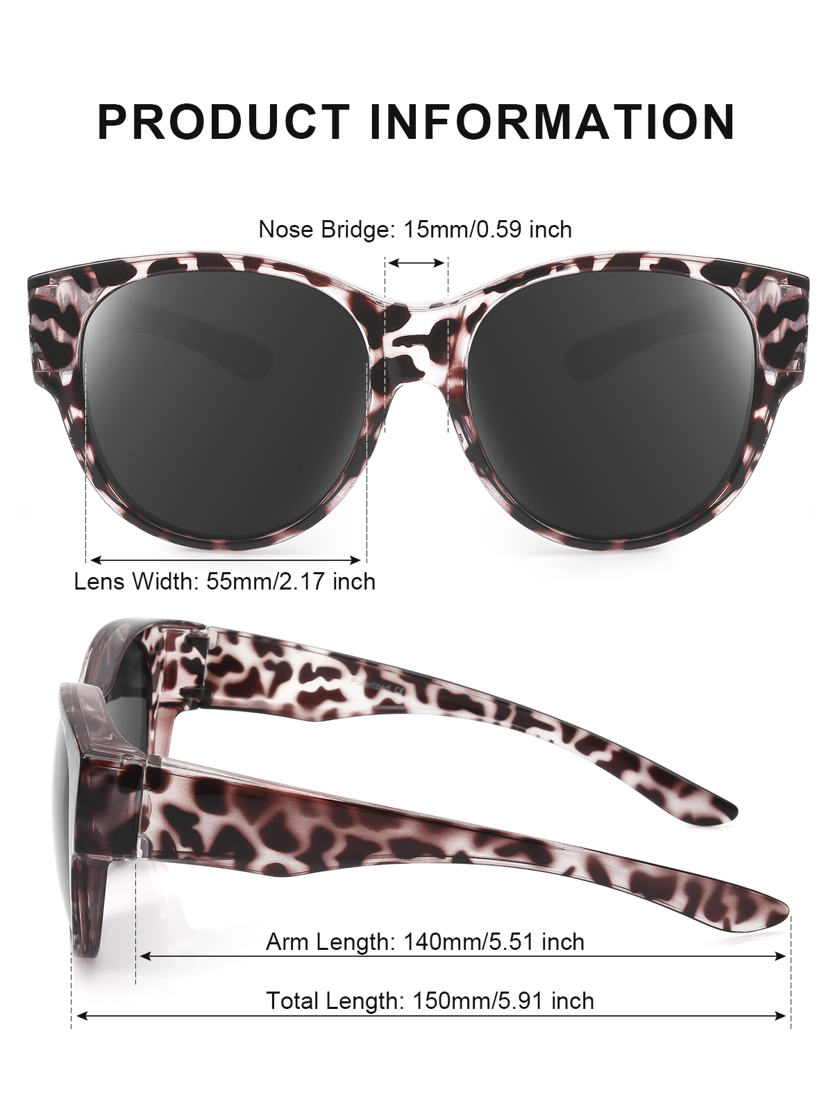TINHAO Polarized Fit Over Sunglasses, Large Cat Eye photo 6