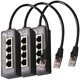 thumbnail image 1 of Divisor Rj45 1 Macho 4 Hembras NetDivisor 3Pzas Divisor RJ45 1-4 Hasta 100Mbps Interior Negro Plástico y Metal., 1 of 2