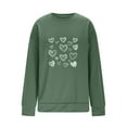 thumbnail image 5 of Womens Valentine's Day Heart Print Sweatshirt, Oversized Casual Crewneck with Hand-Drawn Hearts, Army Green, Soft Long Sleeve Pullover,Size 2XL, 5 of 5