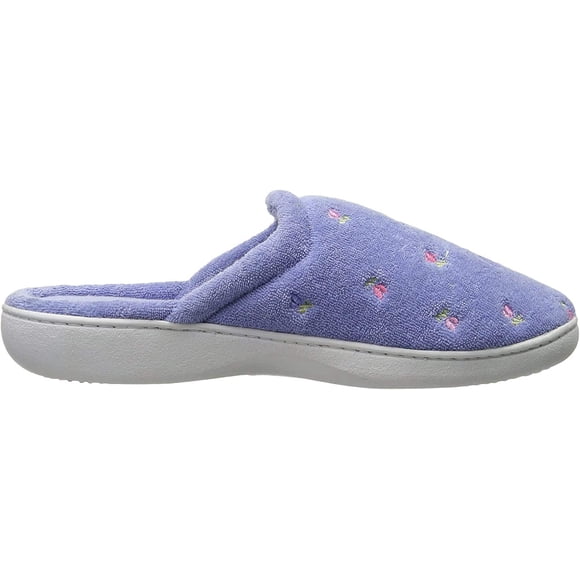 isotoner Women's Terry Embroidered Scalloped Clog, Periwinkle, 5.5-6 M US