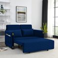 thumbnail image 2 of Modern 54" Pull-Out Sofa Bed With 2 Detachable Arm Pockets 2 Pillows Adjustable Backrest Grid Design Armrests Sofa Couch For Apartment Office Living Room Guest Room, 2 of 9