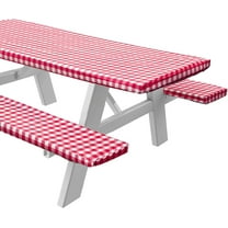 Sorfey Rectangle Fitted Picnic Table Cover with Bench Covers, Red 30" x 96"