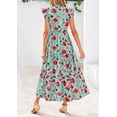thumbnail image 2 of PRETTYGARDEN Women's Summer Floral Midi Dress Cap Sleeve V Neck Ruffle Long Flowy Boho Casual Beach Vacation Dresses, 2 of 8