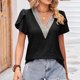 thumbnail image 1 of Fiudx Camisas para Mujer Blusa Holgada de Manga Corta con Cuello En V a La Moda para Mujer, 1 of 5
