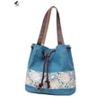 thumbnail image 3 of PULLIMORE Women Casual Canvas Handbags Hobo Printing Crossbody Shoulder Tote Bags Retro Messenger Bag (Blue), 3 of 4
