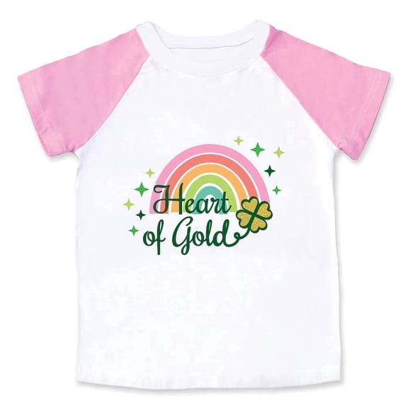 St Patricks Day Shirt Toddler Little Girl Gold Shamrock T-Shirt (2T)