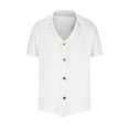 thumbnail image 3 of Knitted Shirts for Men Fashion Button Down V Neck Summer Short Sleeve Business Casual Beach Vacation Shirts, 3 of 5