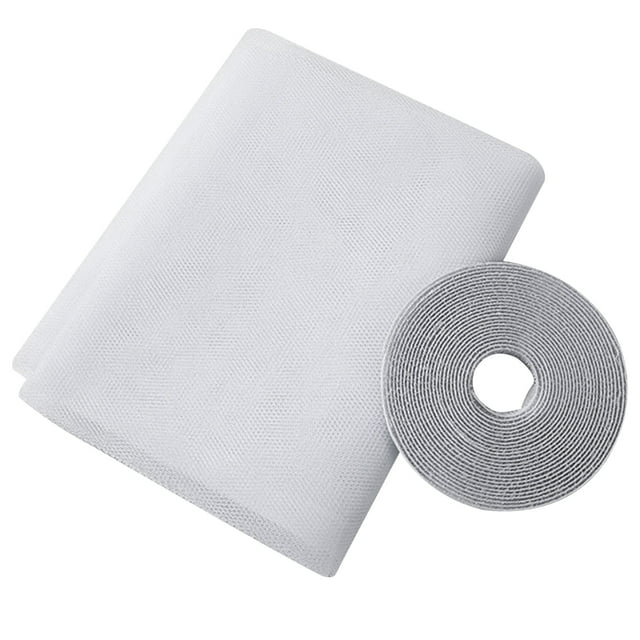 DIY Self-Adhesive Mosquito Window Screen, 1.5x2m White Polyester Mesh with 5.6m Hook & Loop Fasteners, Easy Installation & Disassembly, Suitable for Bedroom, Kitchen, Balcony - Pet-Friendly,