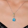 thumbnail image 3 of 925 Silver and 10K Yellow Gold Swiss Blue Topaz and Moissanite and Lab Grown Diamond Pendant Necklace for Women | 8.53 Cttw | Gemstone November Birthstone | Cushion 12MM | With 18 inch Chain, 3 of 6