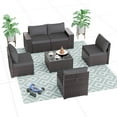 thumbnail image 2 of Gotland 6 Pieces Outdoor Patio Furniture Set Rattan Wicker Conversation Set,Wide Armrest (Grey), 2 of 6