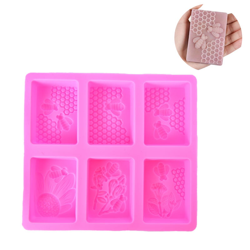 Honeycomb Bee Soap Mold Rectangular Silicone DIY Handmade Craft 3D Cake Mould 