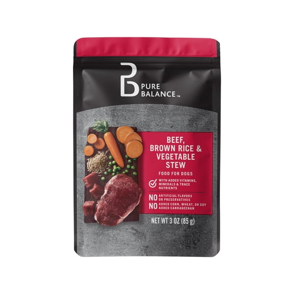 Pure Balance Beef, Brown Rice, & Vegetable Stew Cuts in Gravy Wet Dog Food, 3 oz Pouch