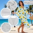 thumbnail image 6 of Xoenoiee Lemon Leaves Print Kaftan Dresses for Women V Neck Summer Swimsuit Cover up Batwing Sleeve Caftan Maxi Beach Dresses Boho Moomoo Dresses, 6 of 7