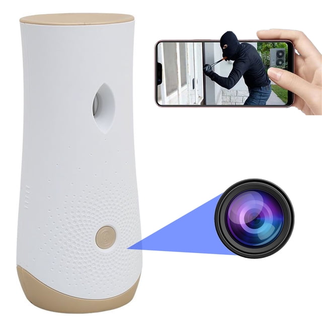 Mini Camara Espia Wifi Oculta En Aromatizante Difusor aroma Wi-Fi video en tiempo real app celular Fullhd 1080P seguridad vigilancia recargable detector de movimiento de Gogo Electronics Color Blanco