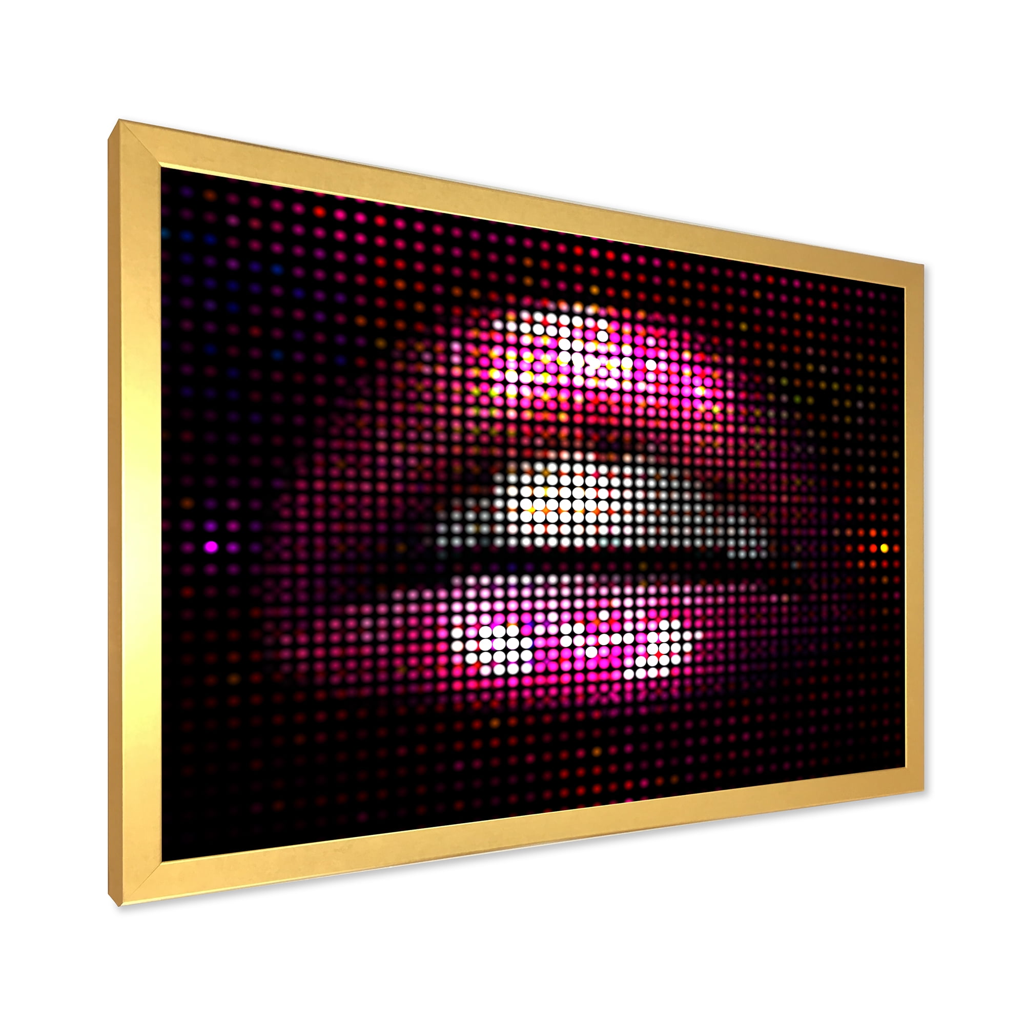 Designart 'Detail Of Pixellated Pink Woman Lips' Modern Framed Art Print