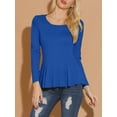 thumbnail image 5 of Unique Bargains Women's Long Sleeve Scoop Neck Peplum Top L Royal Blue, 5 of 7