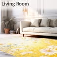 thumbnail image 2 of ODIKA 6'x9' Machine Washable Non-Slip Area Rug, Dreamy Garden Print with Layered Daisy Motifs and Subtle Pastel Blends High Traffic Rug, Yellow, 86294, 2 of 7
