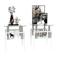 thumbnail image 3 of Modern Tempered Glass Side Table, Square End Table Coffee Table with Metal Legs and Open Shelf for Living Room Bedroom, White 2-Piece, 3 of 8