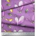 thumbnail image 3 of Soimoi Purple Rayon Fabric Leaves & Magnolia Floral Print Sewing Fabric Yard 42 Inch Wide, 3 of 3